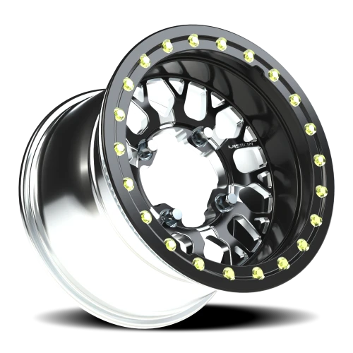 Vision 346BL 15x7 +61 4x114.3mm 68mm Gloss Black Milled Spokes