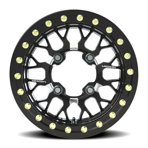 Vision 346BL 15x6 +50 4x136mm 110.5mm Gloss Black Milled Spokes