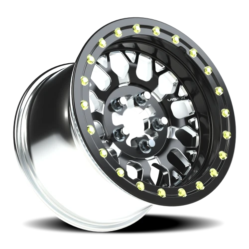 Vision 346BL 15x10 +25 5x114.3mm 68mm Gloss Black Milled Spokes