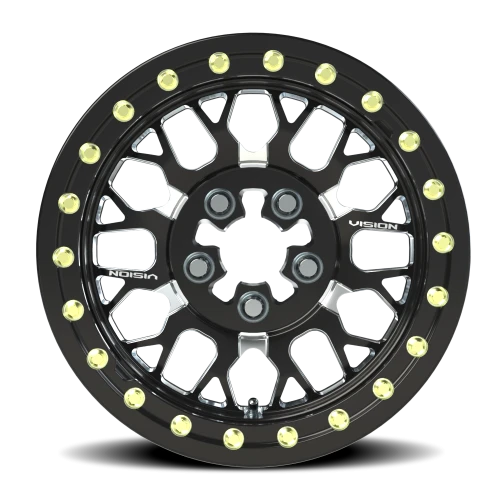 Vision 346BL 15x10 +25 5x114.3mm 68mm Gloss Black Milled Spokes