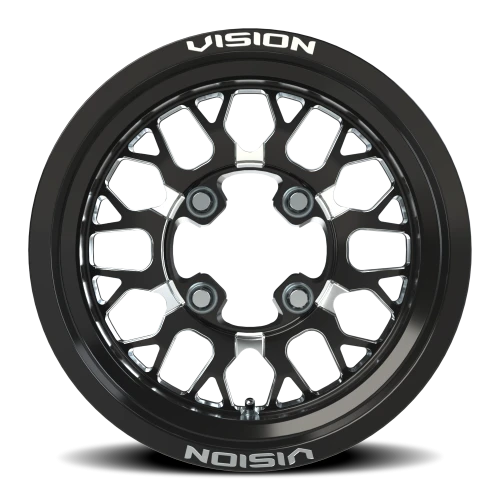 Vision 346 15x6 +50 4x136mm 110.5mm Gloss Black Milled Spokes