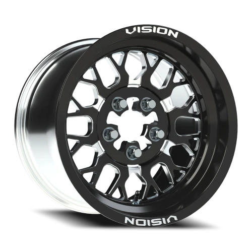 Vision 346 15x7 +61 5x114.3mm 68mm Gloss Black Milled Spokes