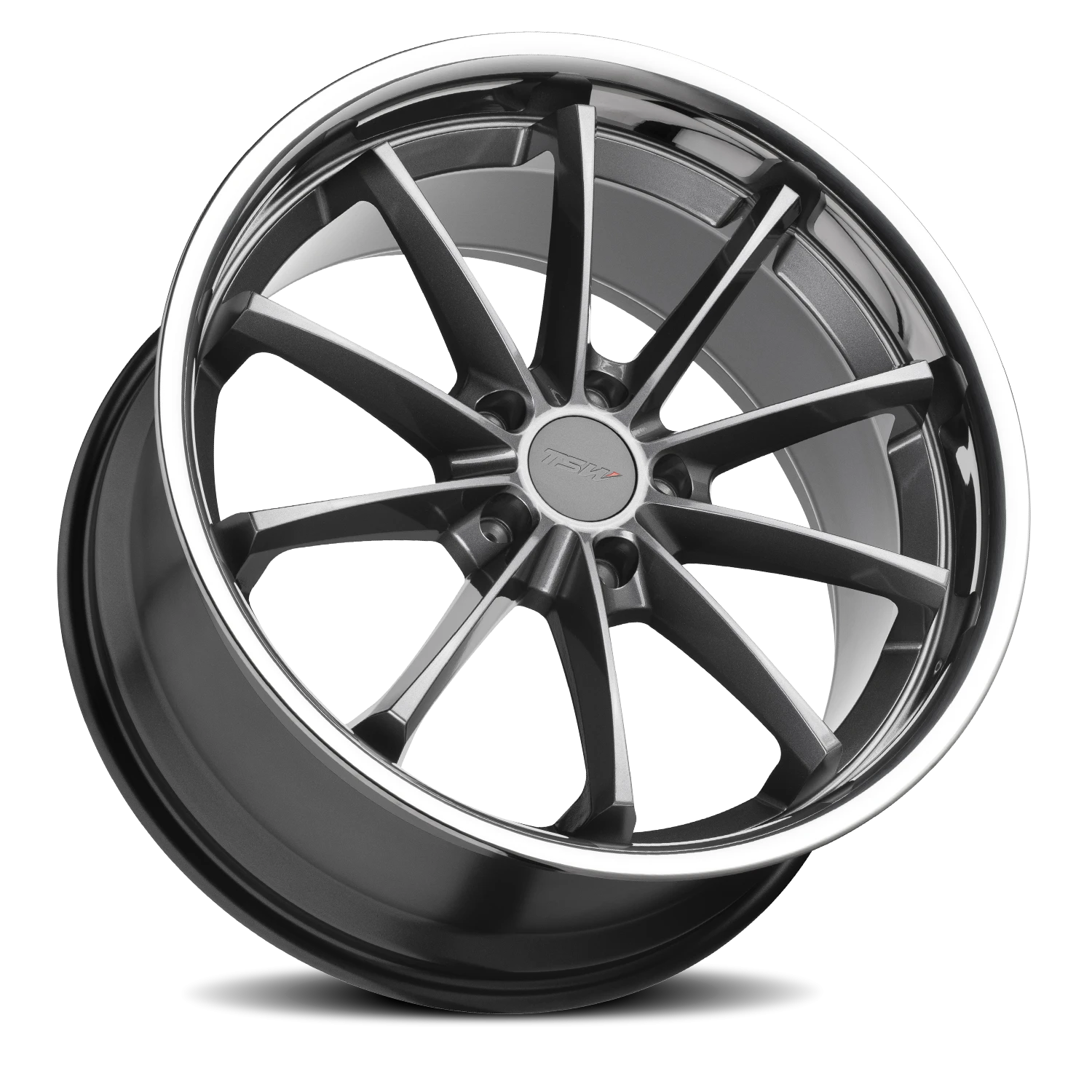 TSW Sweep 19x9.5" 5x120mm 76.1mm CB +40mm Gloss Gunmetal Stainless Lip
