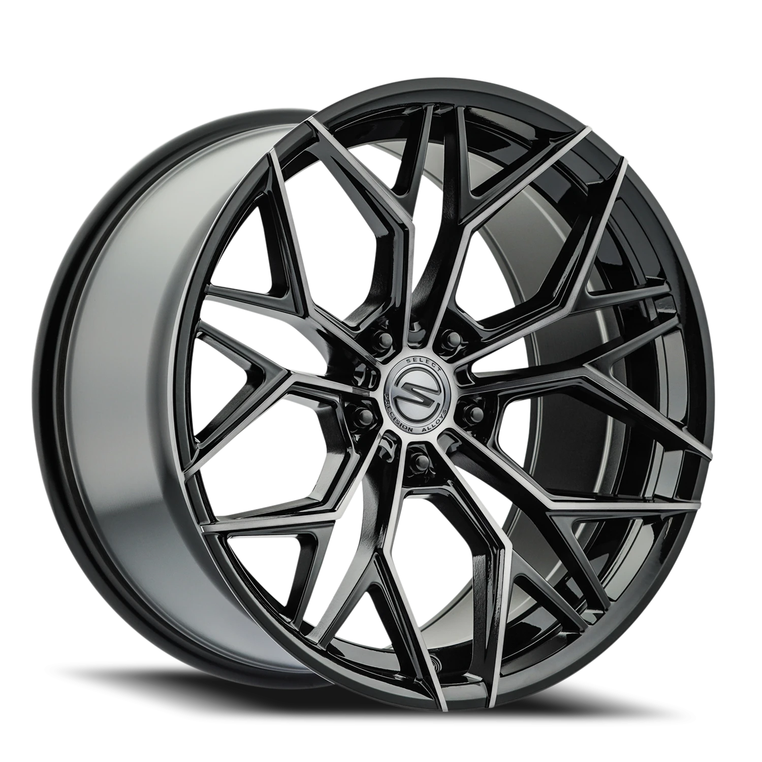 Select Precision Alloys Syndicate 22x9" 5x112mm 66.53mm CB +20mm Gloss Black Machined-DDT Face-DDT Lip