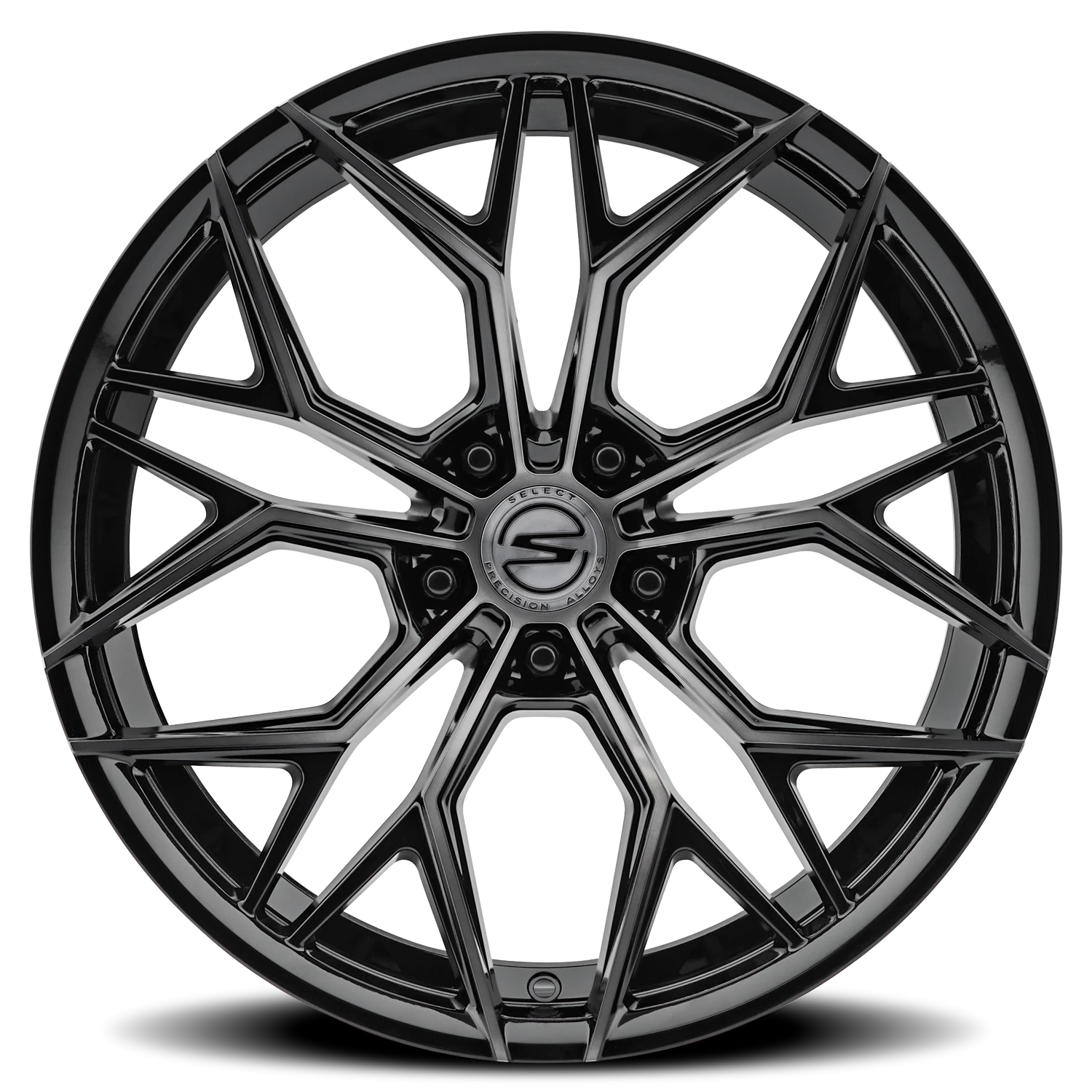 Select Precision Alloys Syndicate 20x10.5" 5x120mm 72.54mm CB +38mm Gloss Black Machined-DDT Face-DDT Lip