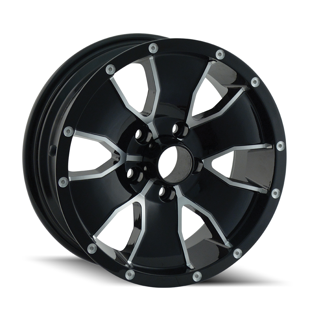 Trailer Wheels 14 Gloss Black Machined 15x6 5x114.3 0mm 83.82mm