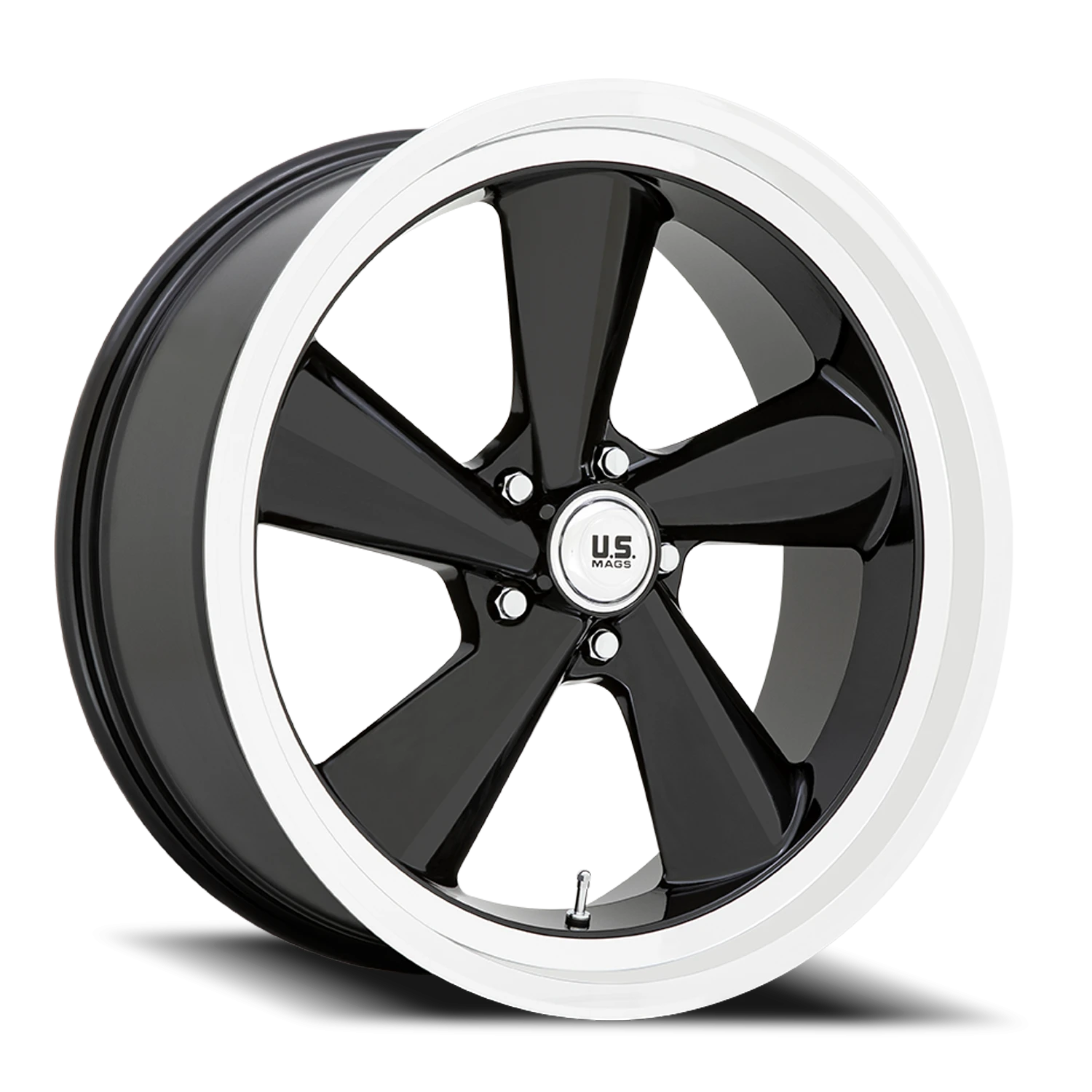 US Mags TS 22x10.5" 5x127mm 78.1mm CB 0mm Gloss Black Diamond Cut Lip