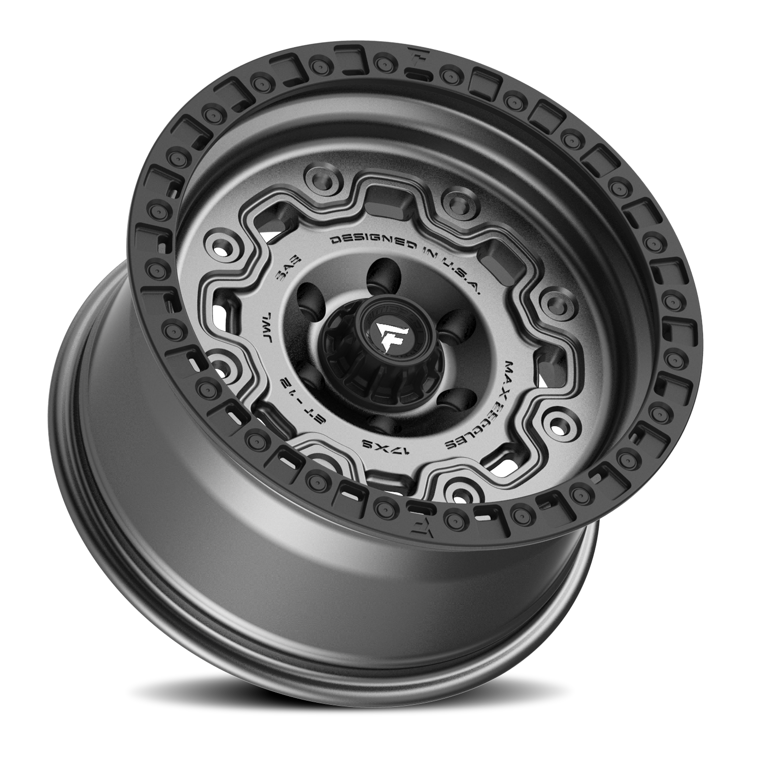 Fittipaldi Offroad Terra Series 18x9" 8x165.1mm 125.2mm CB +18mm Satin Anthracite Black Ring