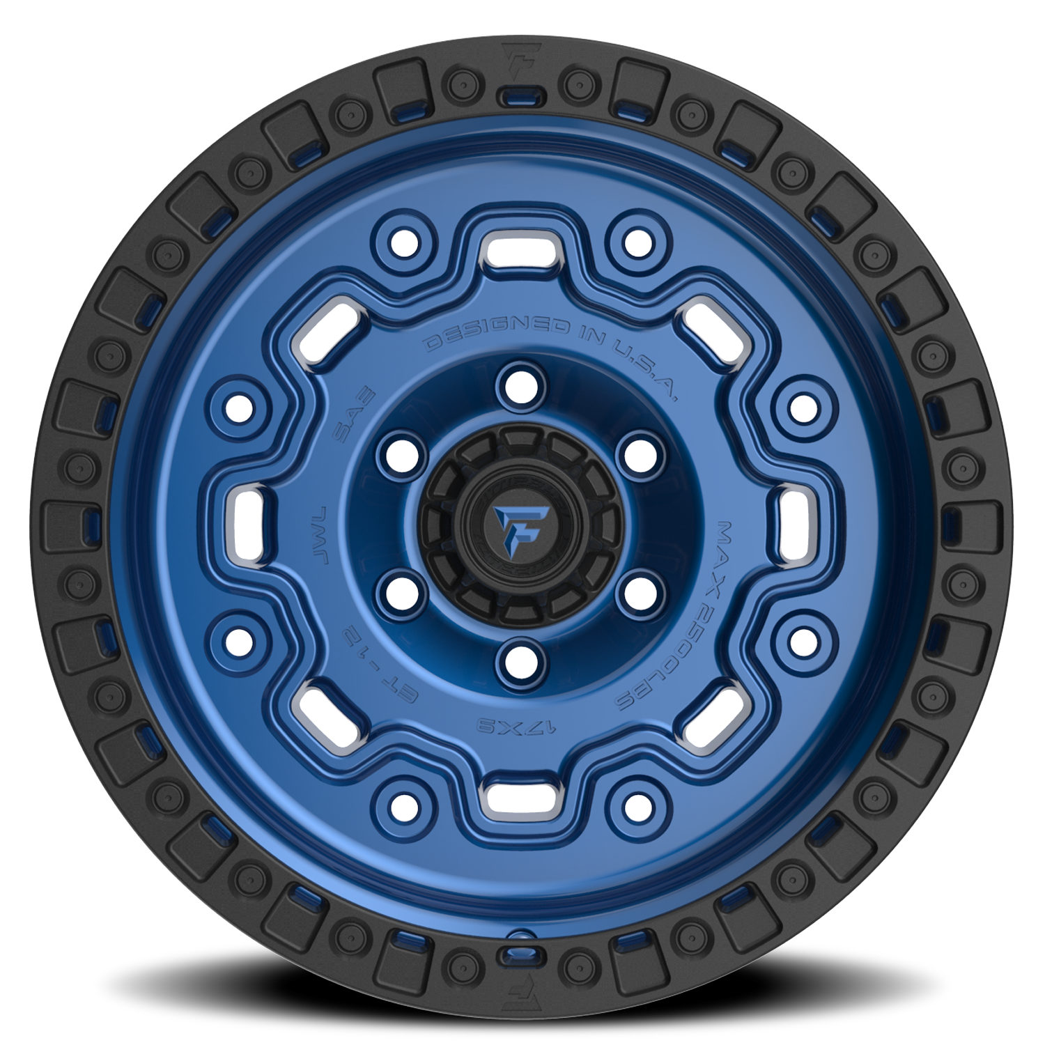 Fittipaldi Offroad Terra Series 17x9" 5x127mm 71.5mm CB -12mm Gloss Blue Black Ring
