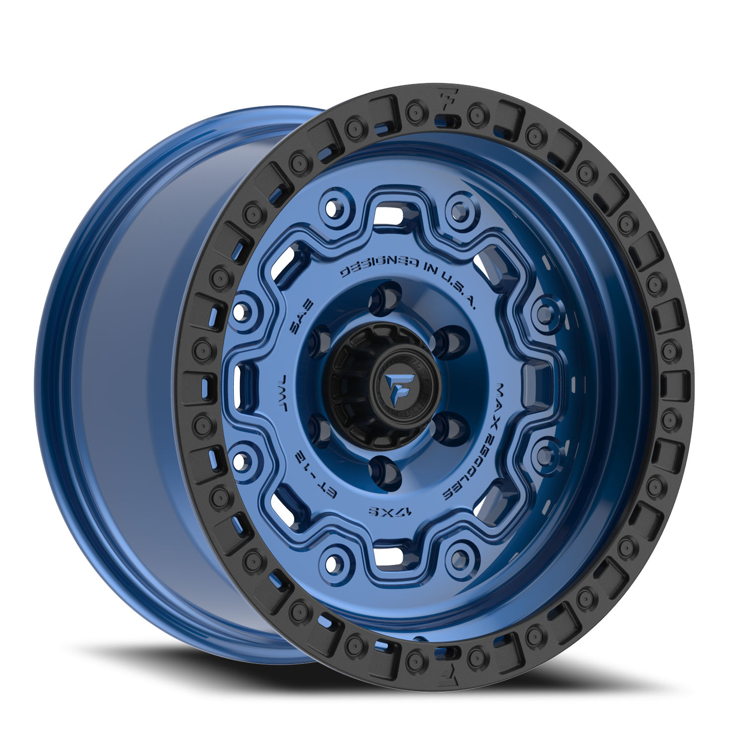 Fittipaldi Offroad Terra Series 17x9" 6x139.7mm 106.2mm CB -12mm Gloss Blue Black Ring