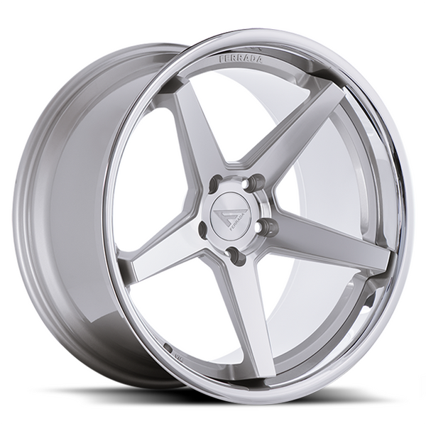 Ferrada Wheels FR3 Machine Silver / Chrome Lip 22x9 5x108 ET40 63.5 Mid Concavity