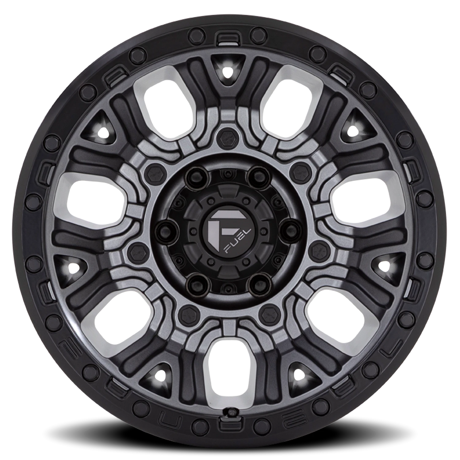 Fuel Traction D825 20x10 -18 8x180mm 124.2mm Matte Gunmetal Black Ring