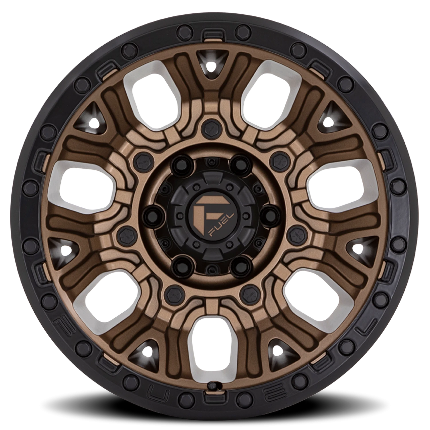 Fuel Traction 17x9" 5x127mm 71.5mm CB -12mm Matte Bronze Black Ring