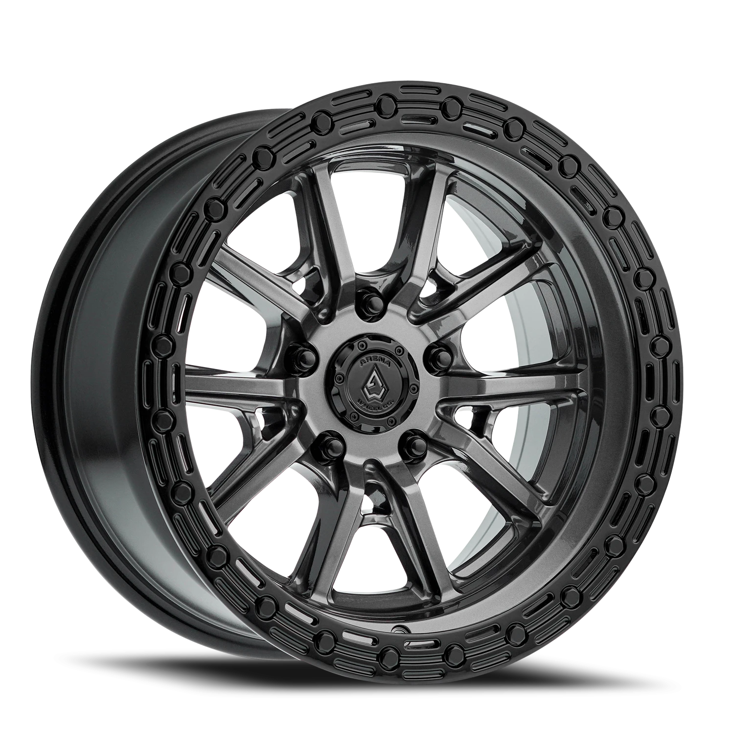 Arena Trek 17x9" 5x127mm 71.5mm CB -12mm Gloss Gunmetal Glossy Black Lip