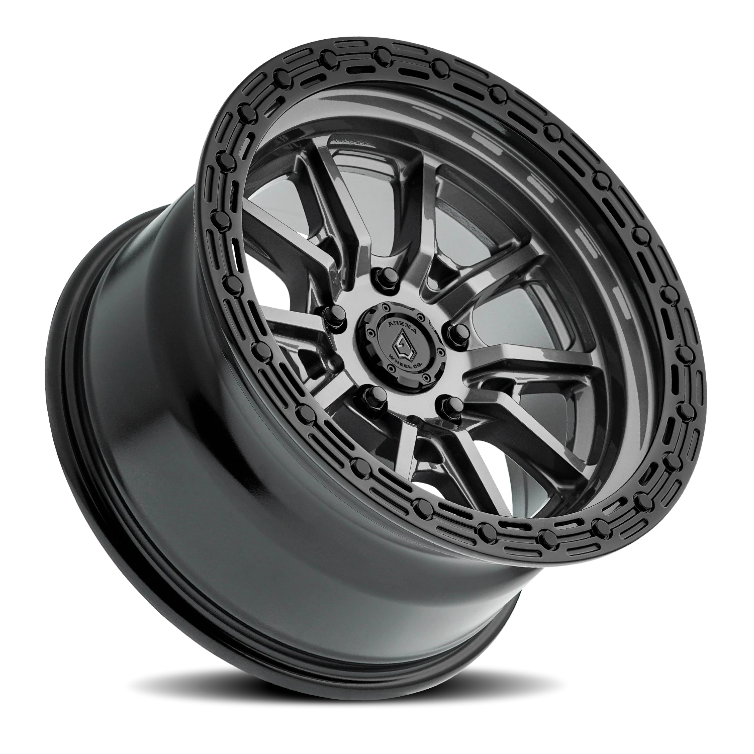 Arena Trek 17x9" 5x127mm 71.5mm CB -12mm Gloss Gunmetal Glossy Black Lip