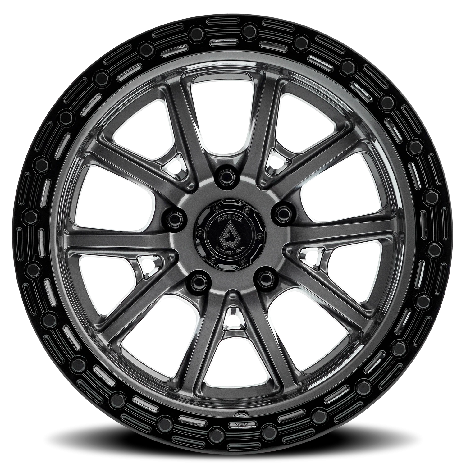 Arena Trek 17x9" 5x127mm 71.5mm CB -12mm Gloss Gunmetal Glossy Black Lip