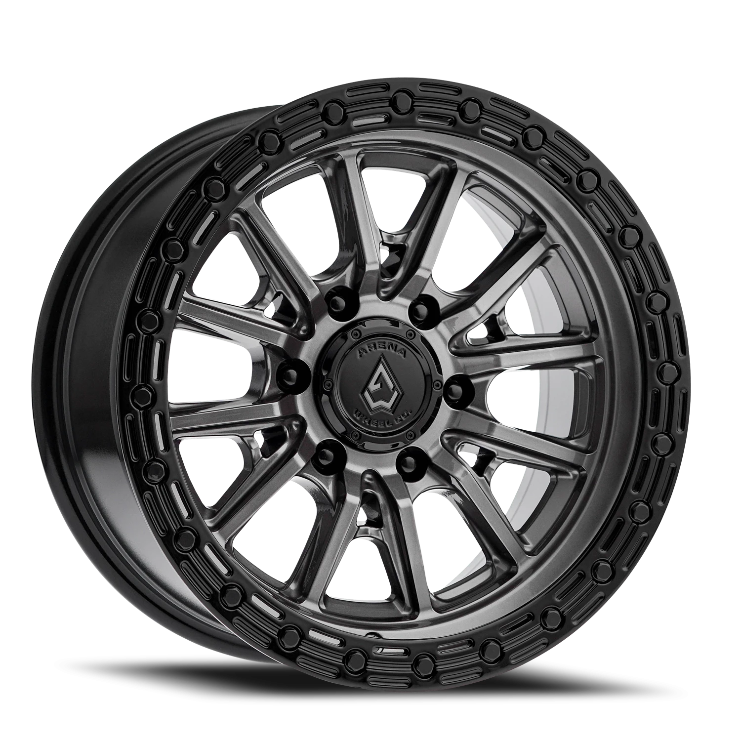 Arena Trek 17x9" 6x135mm 87.12mm CB -12mm Gloss Gunmetal Glossy Black Lip