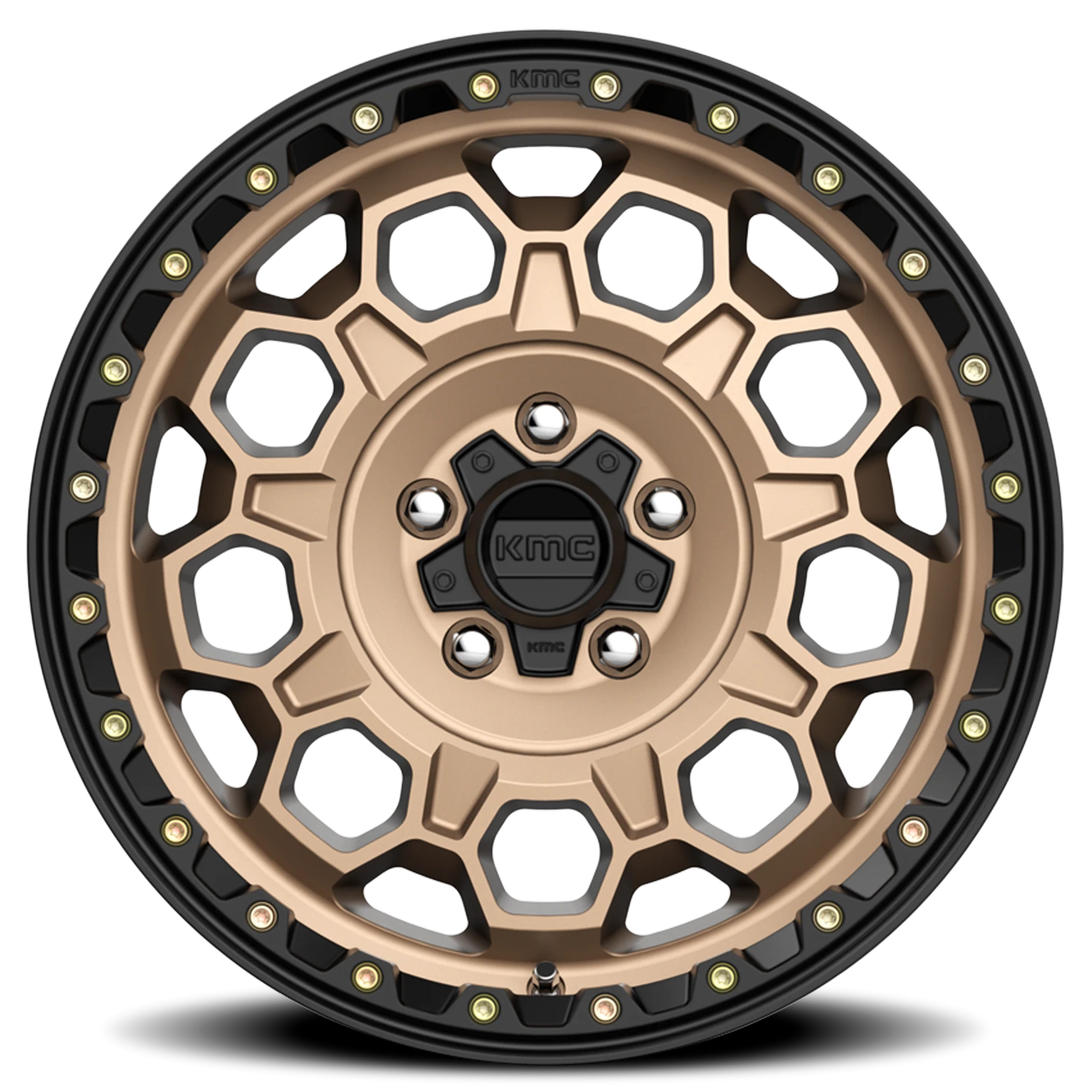 KMC Trek 17x8" 5x107.95mm 72.56mm CB +38mm Matte Bronze Black Lip