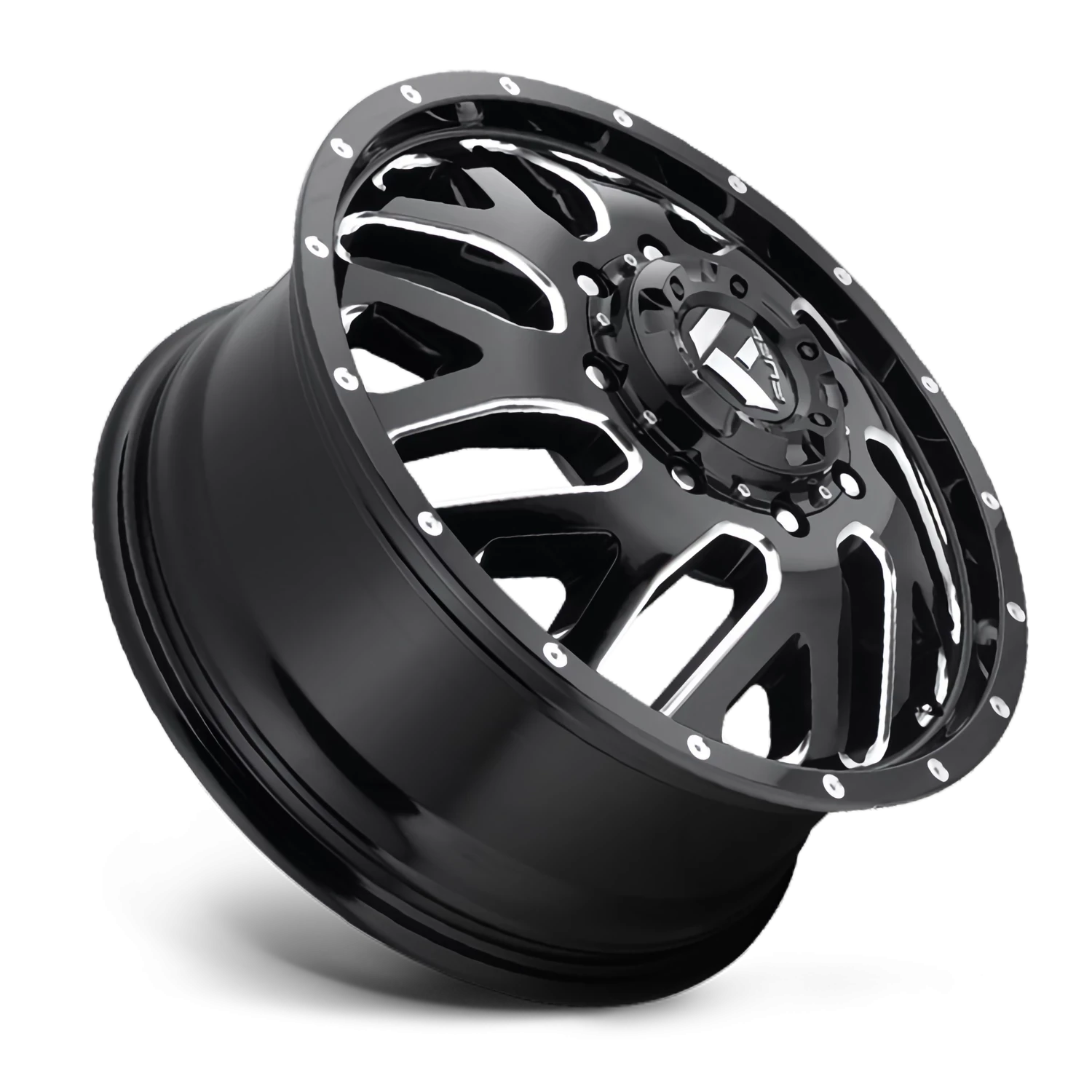 Fuel Triton Dually 22x8.25" 8x200mm 142mm CB +105mm Gloss Black Milled
