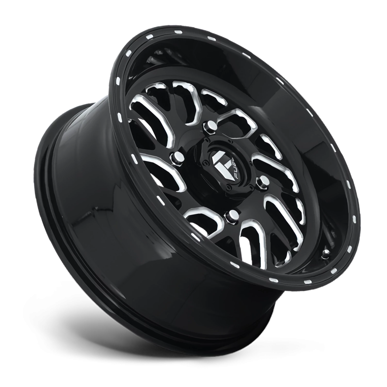Fuel Triton UTV 24x7" 4x156mm 132mm CB +13mm Gloss Black Milled