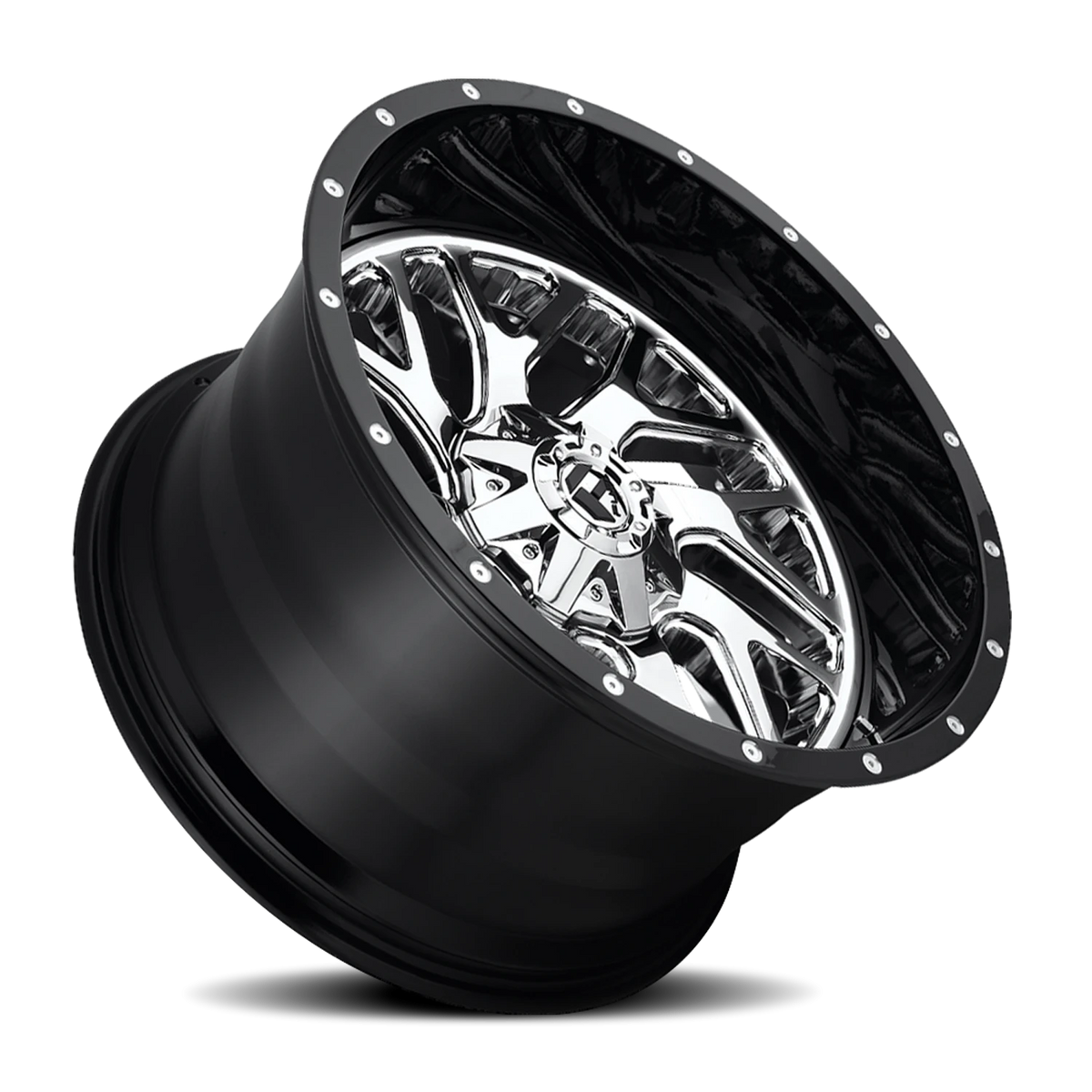 Fuel Triton 20x12 -44 6x135mm 106.3mm Chrome Gloss Black Lip