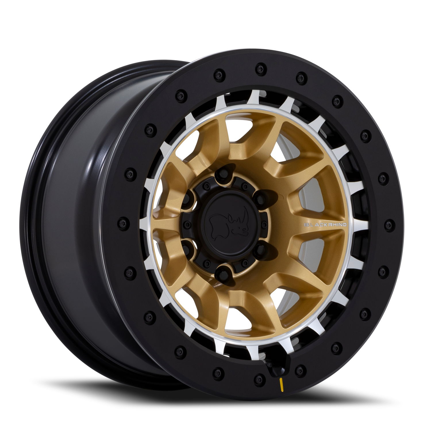 Black Rhino Tusk 17x8.5" 6x114.3mm 66.06mm CB 0mm Matte Gold Machined Ring