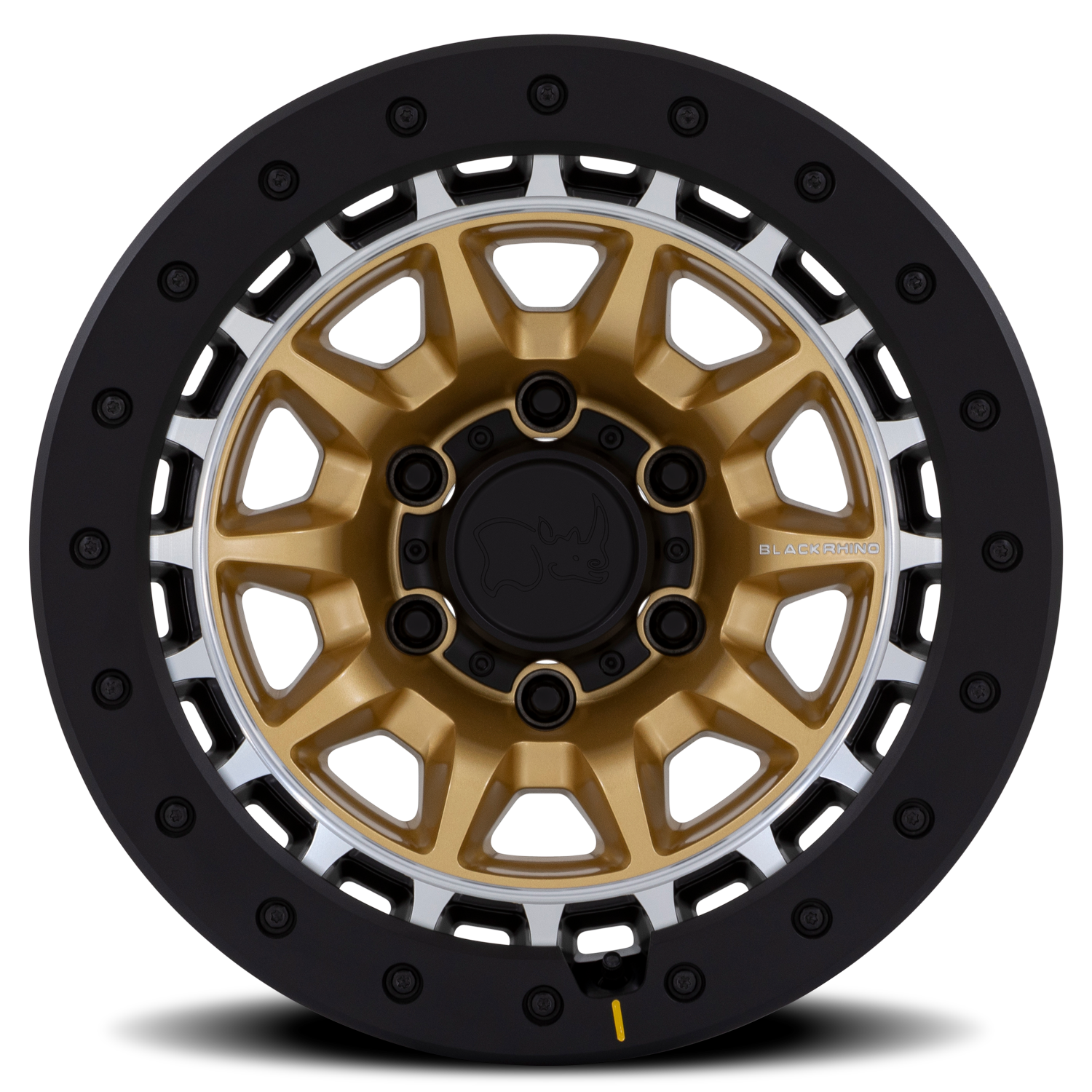 Black Rhino Tusk 17x8.5" 6x114.3mm 66.06mm CB 0mm Matte Gold Machined Ring