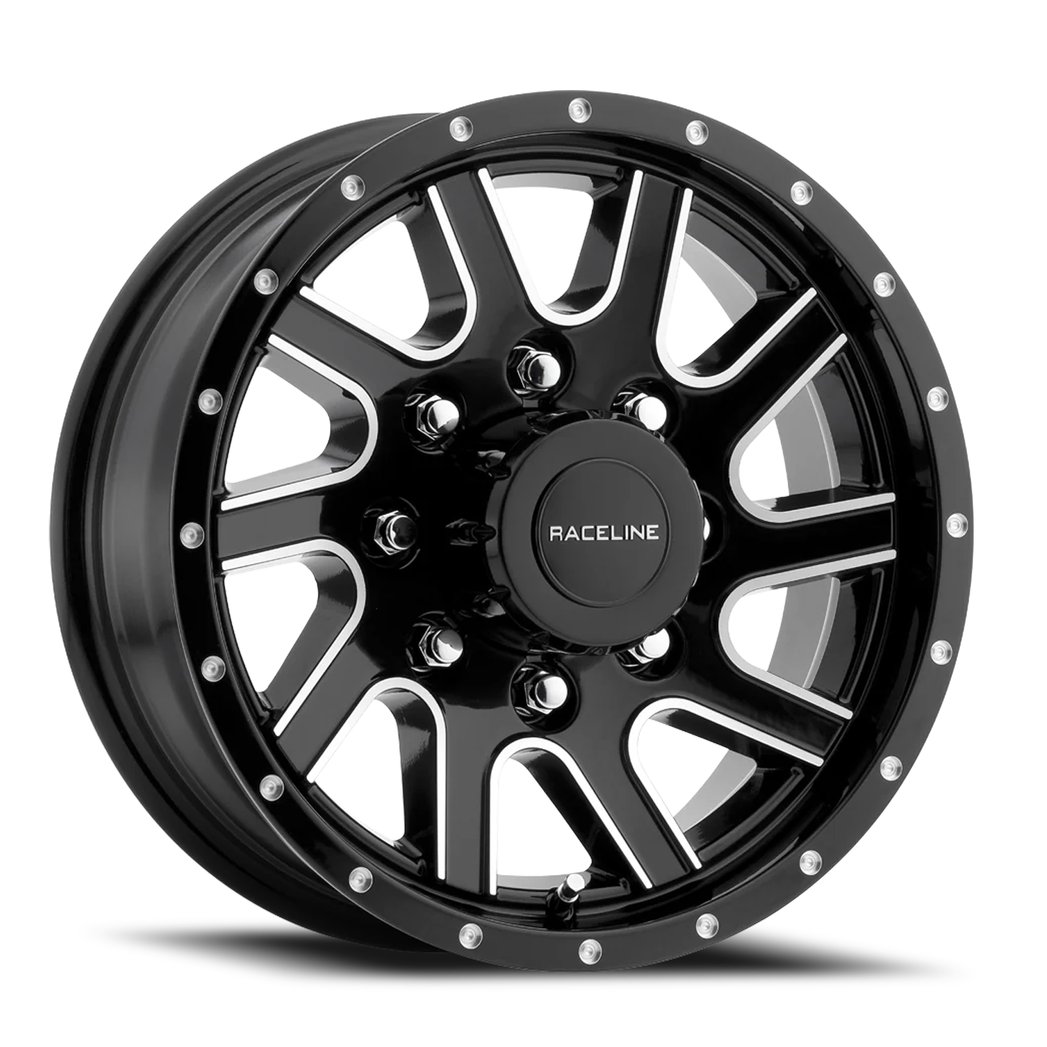 Raceline Twisted Trailer 16x6" 8x165.1mm 124.46mm CB 0mm Gloss Black Machined