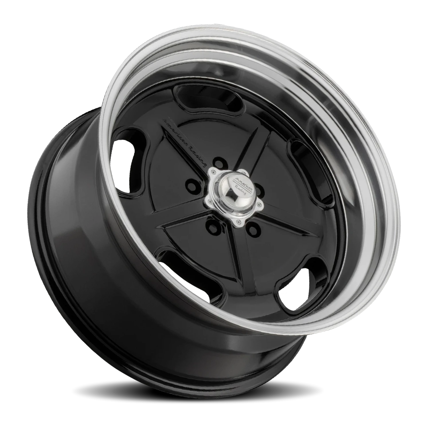 American Racing Salt Flat 20x8" 5x127mm 78.3mm CB 0mm Gloss Black Diamond Cut Lip
