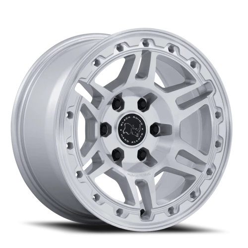 Black Rhino Vanguard 17x8" 6x114.3mm 66.06mm CB +32mm Gloss Silver Machined Face