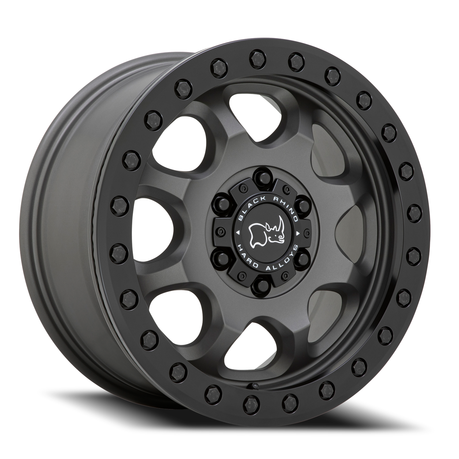 Black Rhino Venture 17x8" 6x130mm 84.1mm CB +38mm Matte Gunmetal Black Hardware