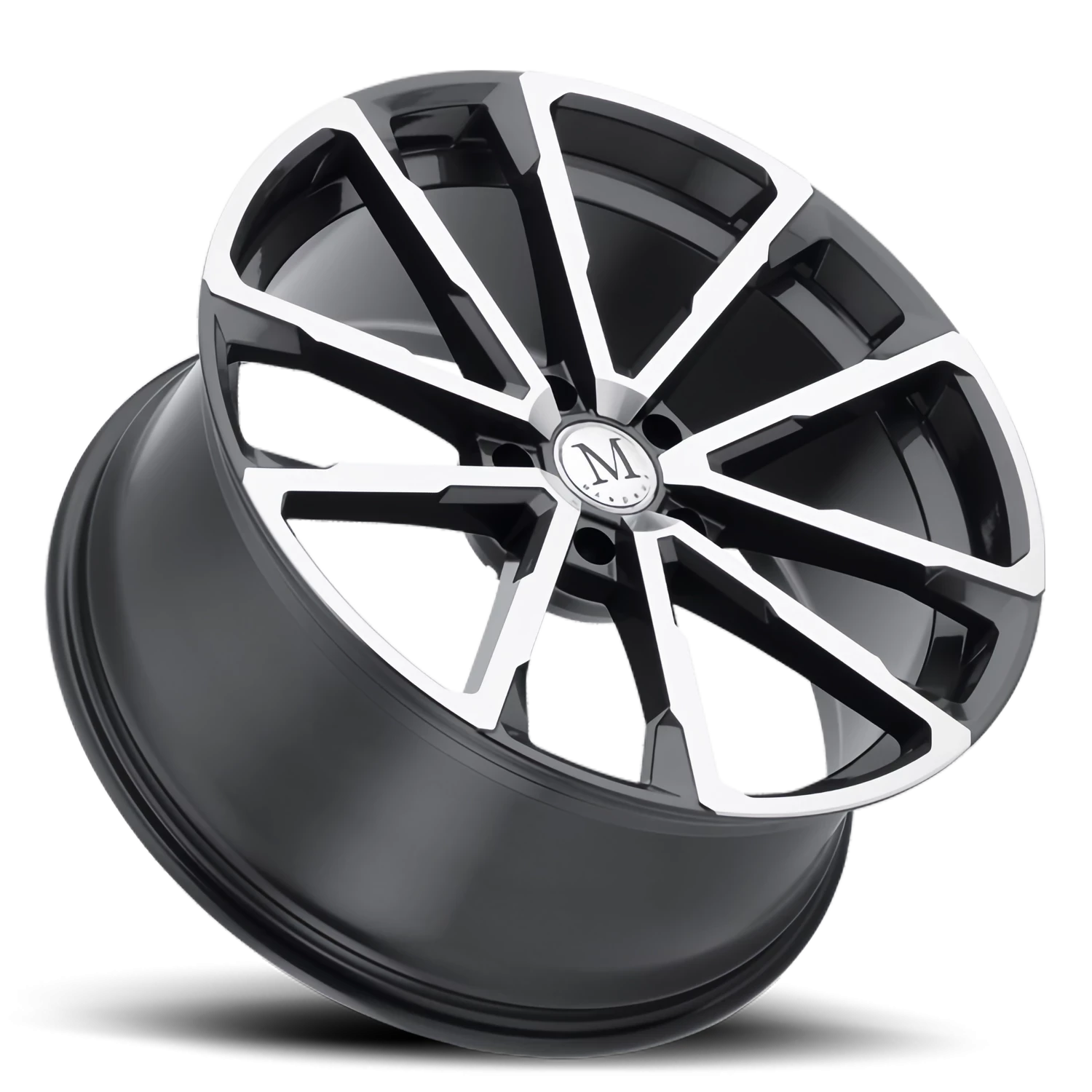 Mandrus Wolf 22x10.5" 5x130mm 84.1mm CB +35mm Gloss Gunmetal Mirror Cut Face