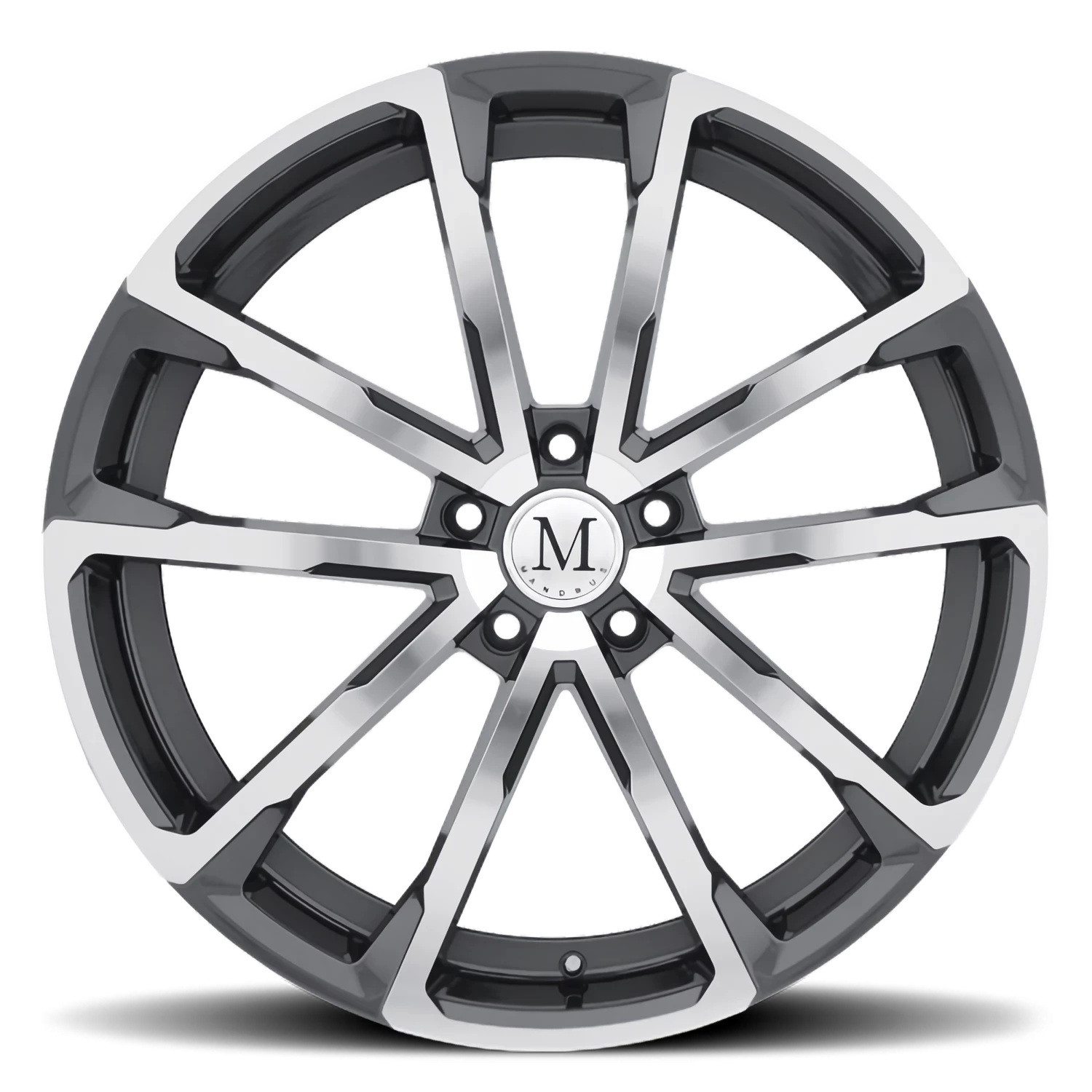 Mandrus Wolf 22x10.5" 5x130mm 84.1mm CB +35mm Gloss Gunmetal Mirror Cut Face