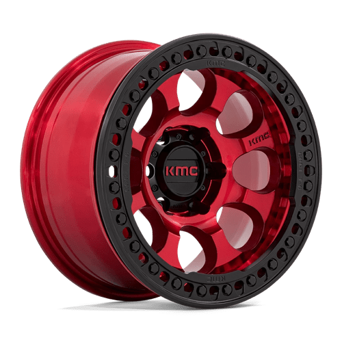 KMC Wheels KM237 RIOT BEADLOCK - Candy Red W/ Satin Black Ring - Wheel Warehouse