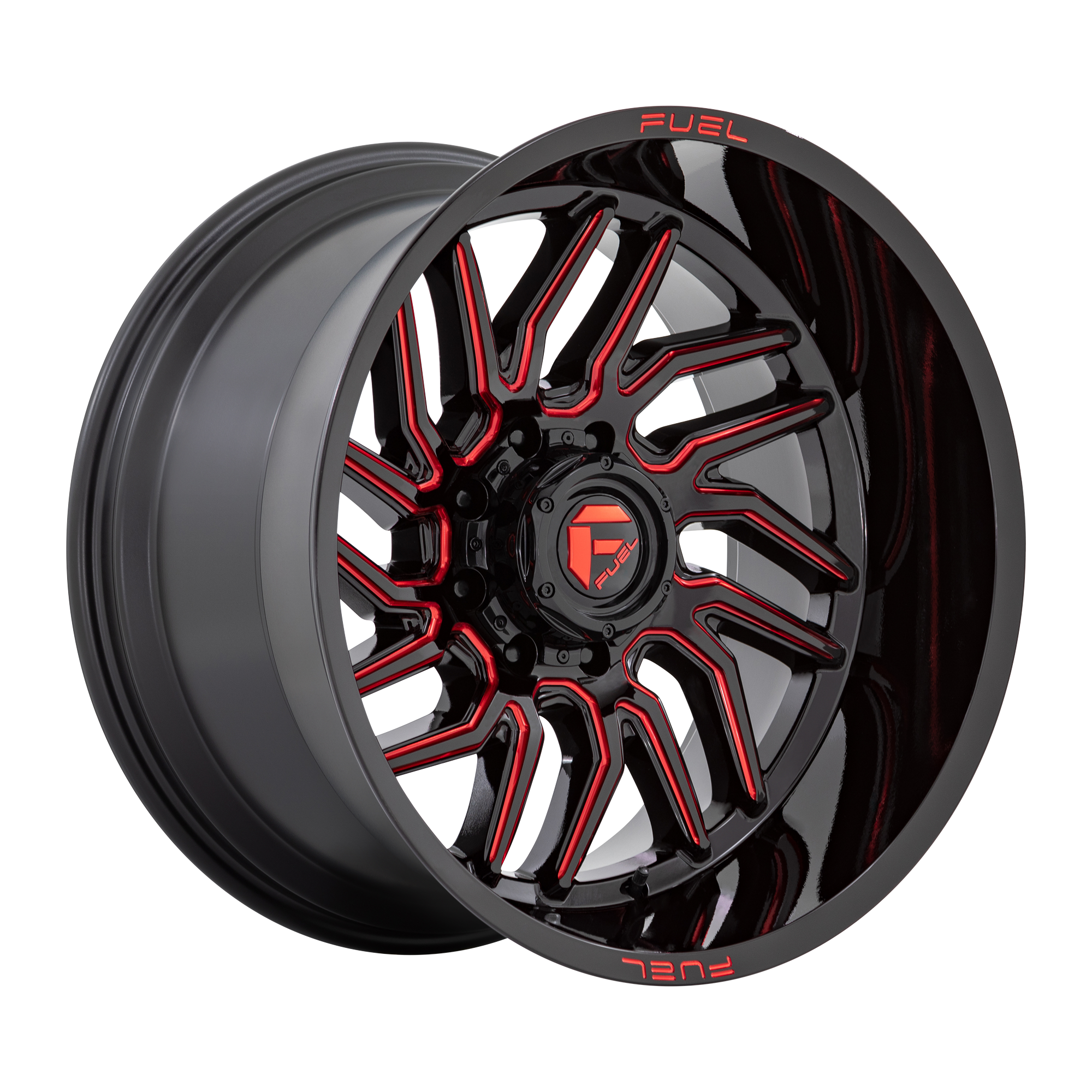 Fuel Wheels D808 HURRICANE - Gloss Black Milled Red Tint - Wheel Warehouse
