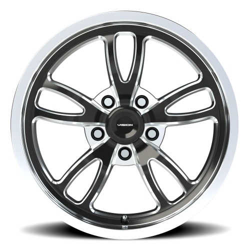 Vision 149 17x4.5 -24 5x120.65mm 83.1mm Gloss Black Milled-Polished Lip