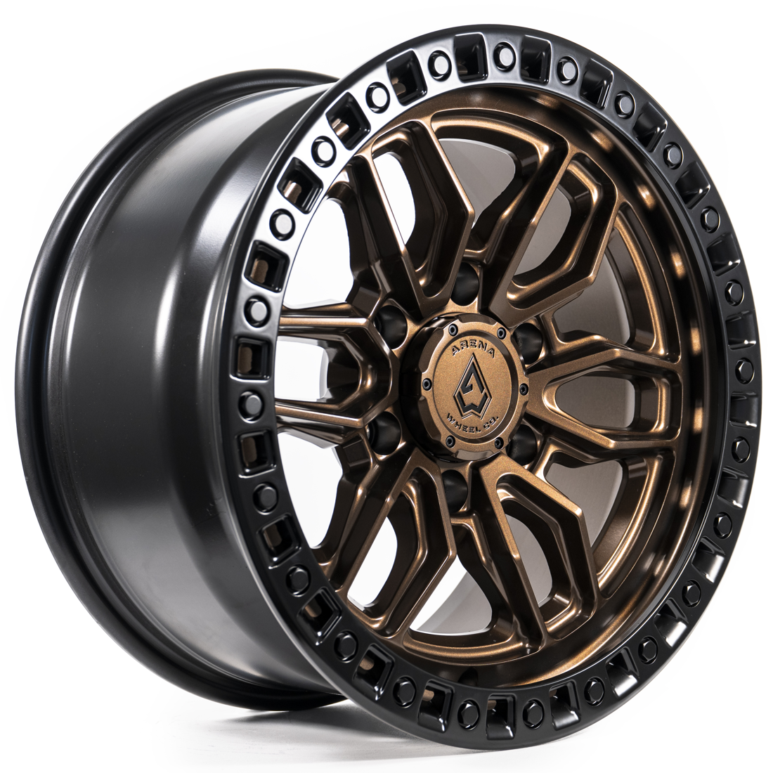 Arena Wheels Hustle Smoked Bronze Center Satin Black Lip 17x9 6x139.7 0mm 106.1