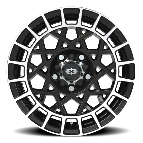 Vision 349 15x7 +15 5x114.3mm 76.1mm Gloss Black Machined Lip