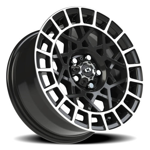 Vision 349 15x7 5x100mm 73.1mm Gloss Black Machined Lip
