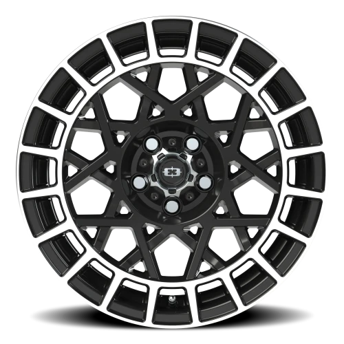 Vision 349 16x7 5x100mm 73.1mm Gloss Black Machined Lip