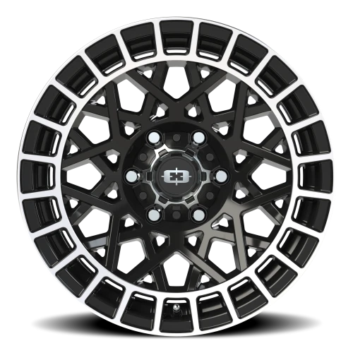 Vision 349 17x8.5 -12 6x139.7mm 106.2mm Gloss Black Machined Lip