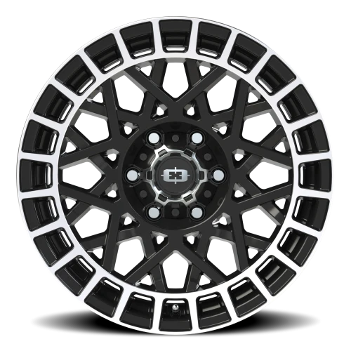 Vision 349 18x8.5 +12 6x139.7mm 106.2mm Gloss Black Machined Lip