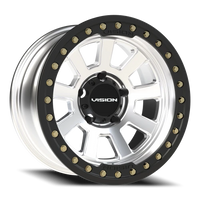 Vision 350BL 17x9 -40 5x139.7mm 108mm Machined Silver Satin Black Ring