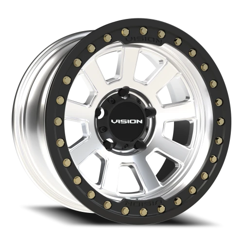 Vision 350BL 17x9 -40 5x139.7mm 108mm Machined Silver Satin Black Ring
