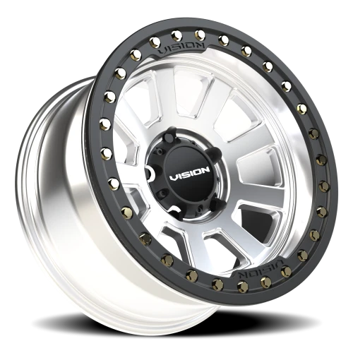 Vision 350BL 17x9 -40 5x139.7mm 108mm Machined Silver Satin Black Ring