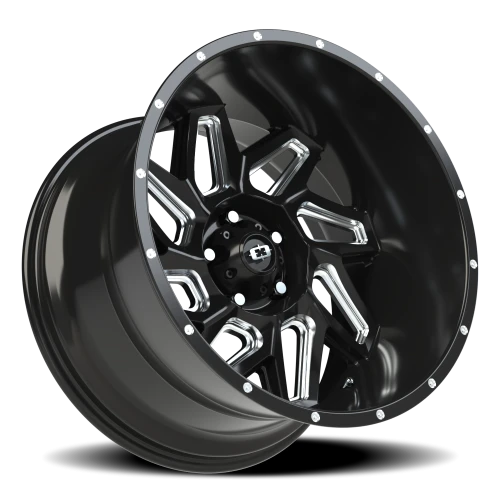 Vision 361 20x12 -57 5x127mm 78.1mm Gloss Black Milled Spokes