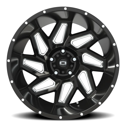 Vision 361 20x12 -57 5x127mm 78.1mm Gloss Black Milled Spokes