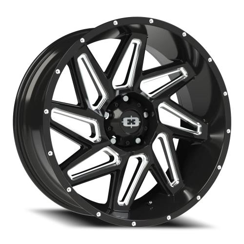 Vision 361 22x10 -25 5x139.7mm 108mm Gloss Black Milled Spokes