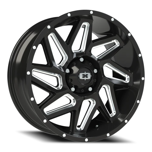 Vision 361 20x9 +12 5x139.7mm 108mm Gloss Black Milled Spokes