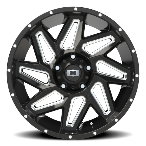 Vision 361 20x9 +12 5x139.7mm 108mm Gloss Black Milled Spokes